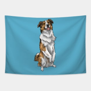 English Shepherd | Sable and White | Cute Dog Art Tapestry