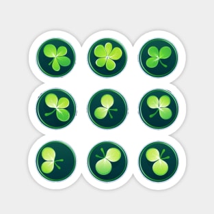 9 shamrock logo in St Patricks day lucky day Magnet