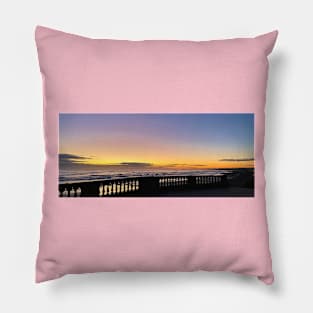 North Sea Sunrise over the Balustrade - Panorama Pillow