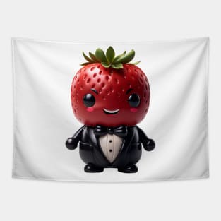 Cute Kawaii Strawberry Agent in Tuxedo Tapestry