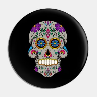 Ornamental Sugar Skull Pin