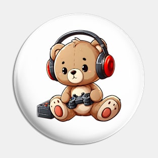 Cute Bear Gamer Kawaii Pin