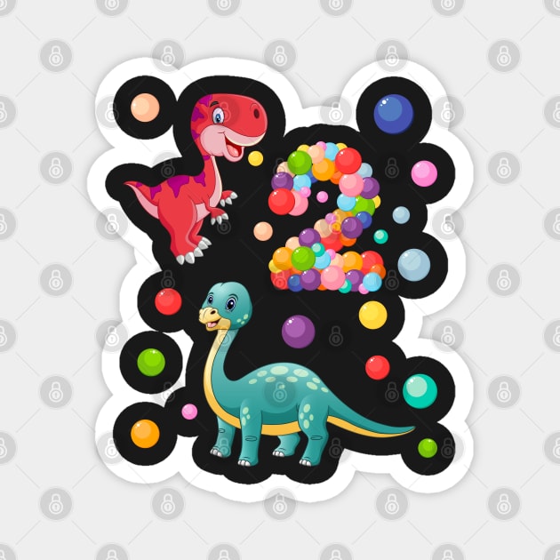 2nd Birthday Dinosaurs and bubbles Magnet by KrasiStaleva