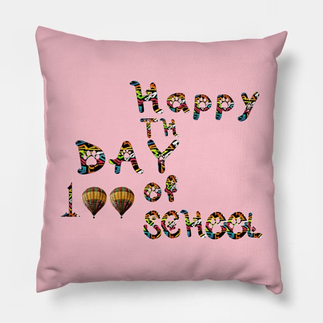 Happy 100th Day Of School Teacher T-Shirt sticker Pillow by Ericmas