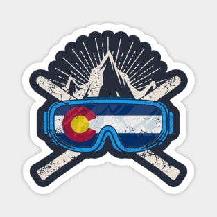 Colorado Flag Ski Skiing Magnet