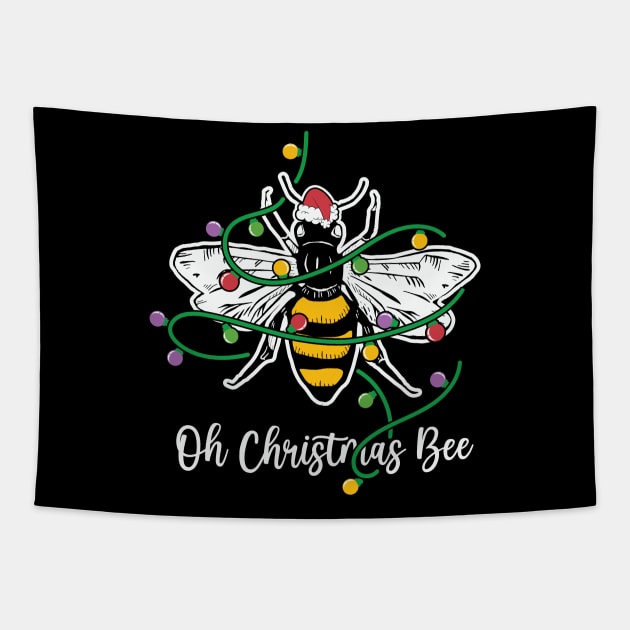 Oh Christmas Bee Christmas Lights Tapestry by BadDesignCo