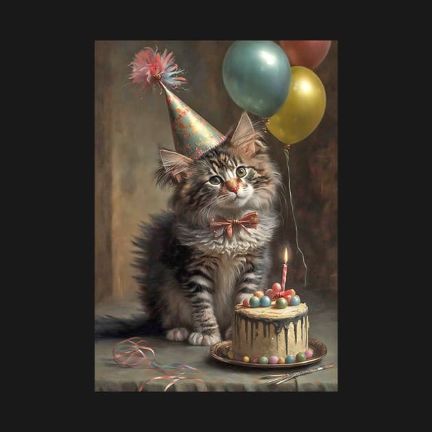 Maine Coon Cat Birthday Card by candiscamera