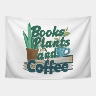 Books Plants And Coffee, Retro Tapestry