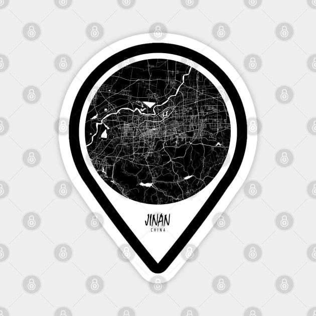 Jinan, China City Map - Travel Pin Magnet by deMAP Studio