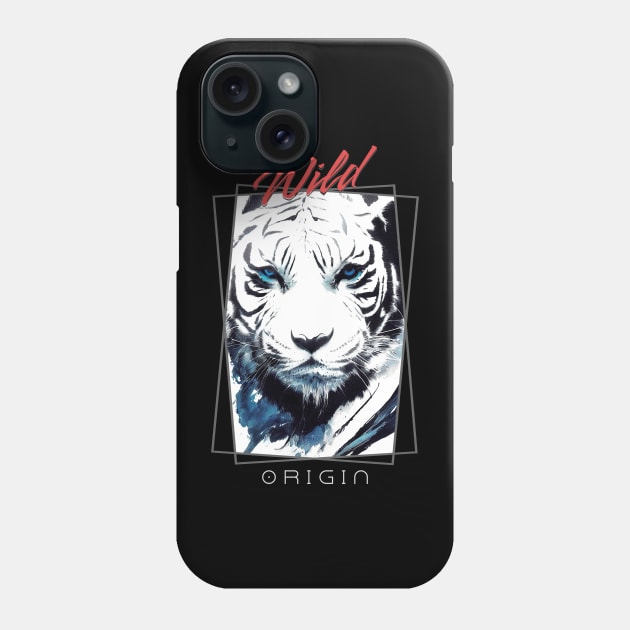 Tiger White Wild Nature Free Spirit Art Brush Painting Phone Case by Cubebox