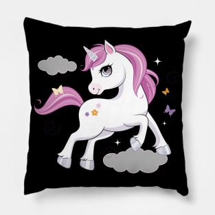 cute little unicorn character tshirt Pillow