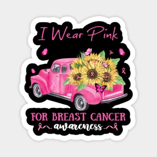 Sunflower Truck I Wear Pink For Breast Cancer Awareness Magnet