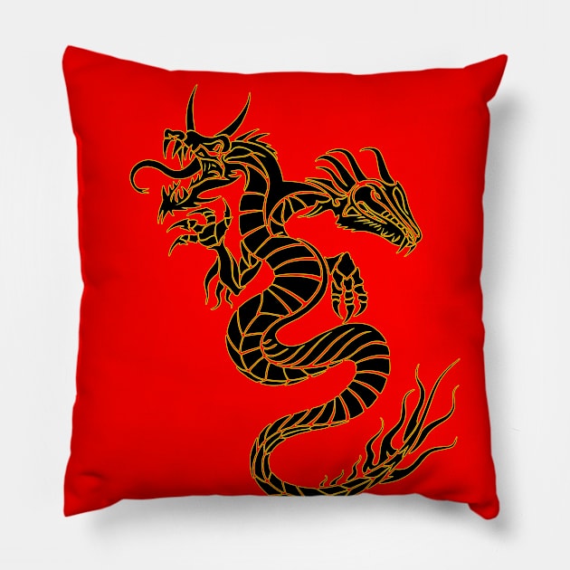 Double Dragon Pillow by 9inverse