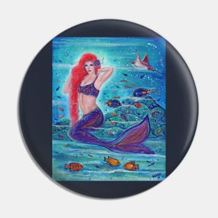 Aleanna Mermaid with fish by Renee Lavoie Pin