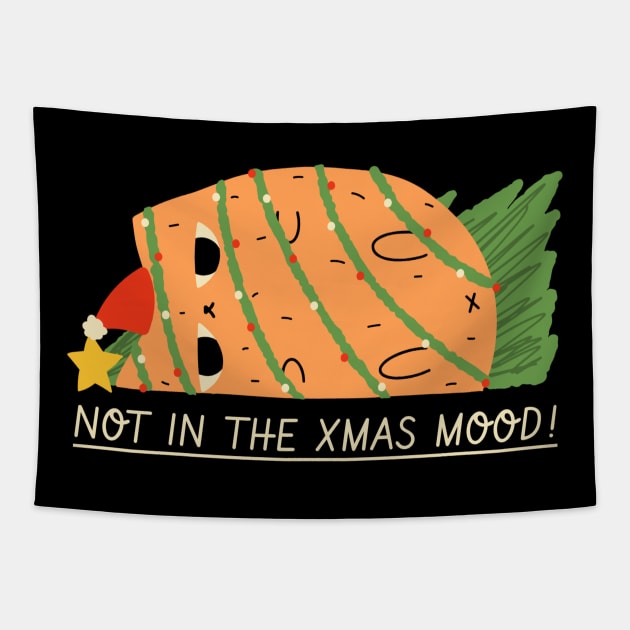 Not in the Christmas Mood, cat t shirt design Tapestry by Kamran Sharjeel