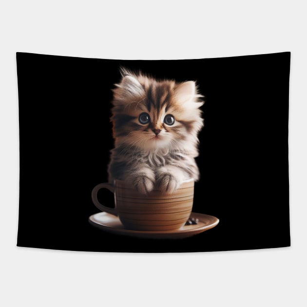 Whiskers & Espresso: A Meow-tastic Café Experience Tapestry by Divineshopy