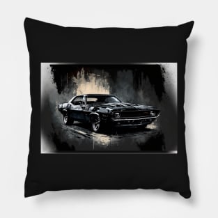 Revved Up: Black Muscle Car 1 of 4 Pillow