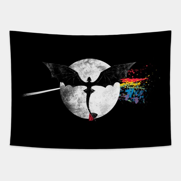 Dragon Side of the Moon Cute Funny Gift Tapestry by eduely