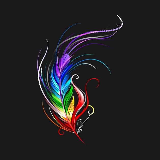 Rainbow Feather on White Background by Blackmoon9