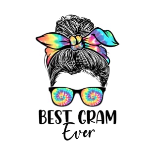 Best Gram Ever Tie Dye Messy Bun Bandana Mother's Day T-Shirt