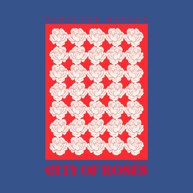 Portland, Oregon - City Of Roses (Red & Cream) by JP Studio