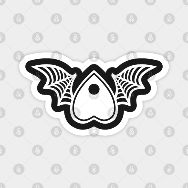 Planchette with Wings - White on Black Magnet by AliceQuinn