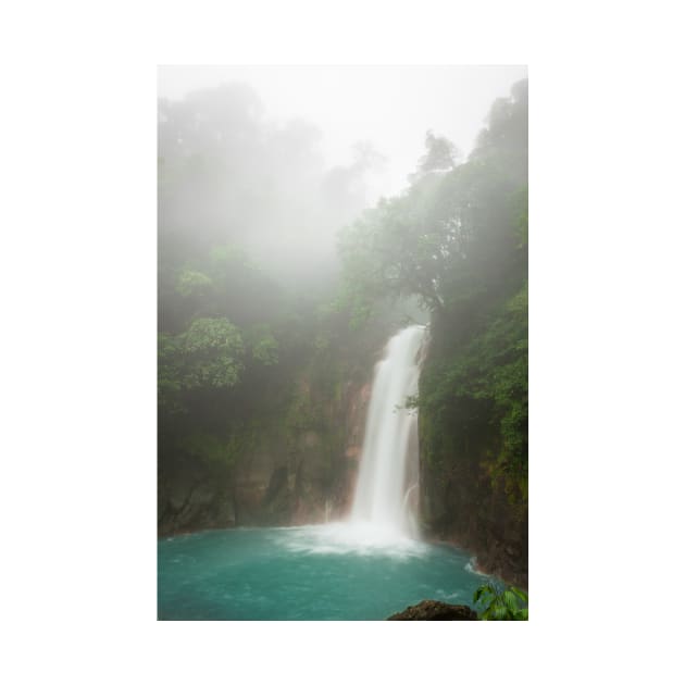 Rio celeste waterfall at foggy day by Juhku