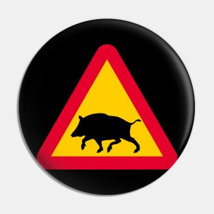 Wildboar warning sign from Sweden Pin