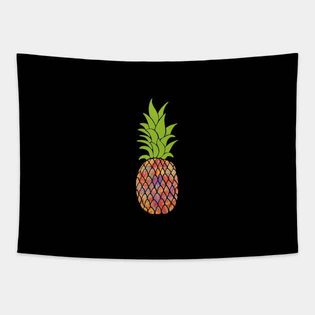 Pineapple Art In Colorful Rainbow Colors - A Beach Fruit Tapestry by mangobanana