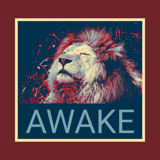 Awake - Sleeping lion in Shepard Fairey style by Montanescu