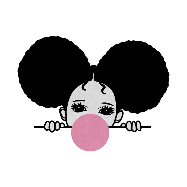 Cute Afro Girl Popping Gum, Black Girl Magic by dukito