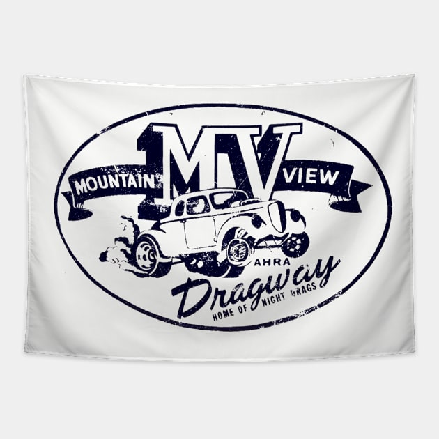 Mountain View Dragway Tapestry by retrorockit