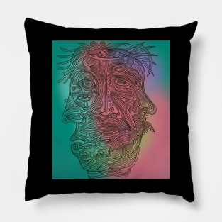 Multiple eyed line drawing of a face Pillow