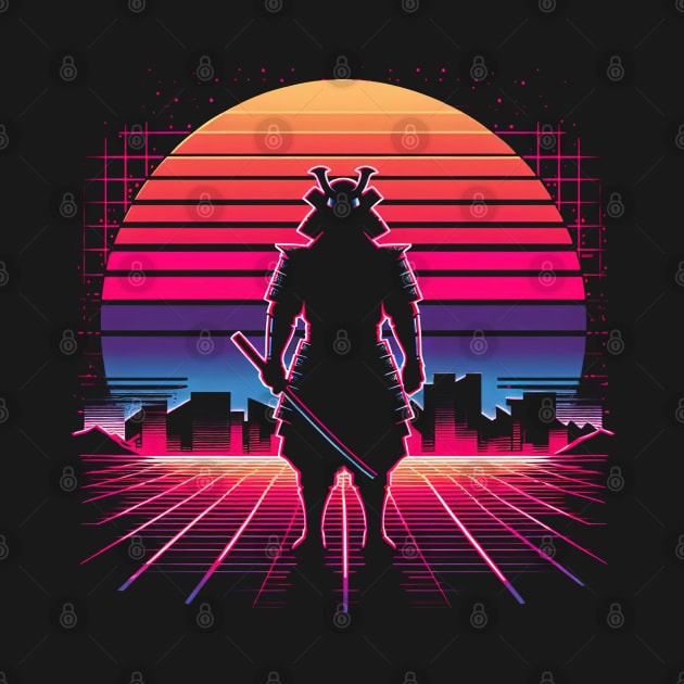 Neon Samurai: Retro Sunset by T-Shirt Paradise