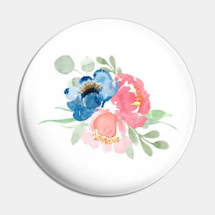 Florals watercolor blush pink and dusty blue Pin