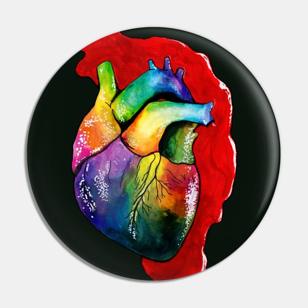 Rainbow Heart Pin by Heather Dorsch Creations