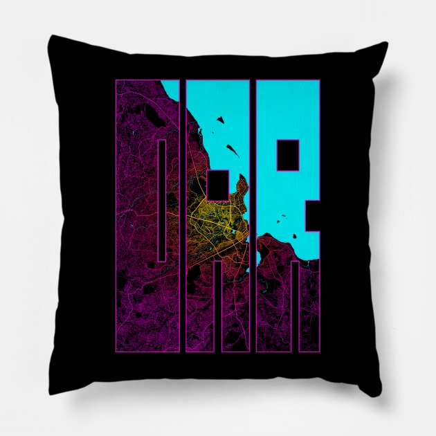 Dar es Salaam, USA City Map Typography - Neon Pillow by deMAP Studio