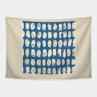 Distressed Ivory Dots on Denim Tapestry