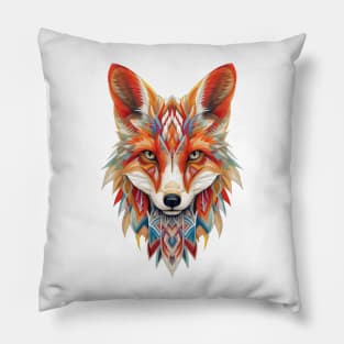 Spectrum Fox: Radiant Op Art Red Fox Design Pillow