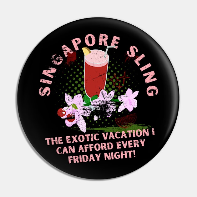 Singapore Sling Cocktail Longdrink Pin by Vanilla Girls