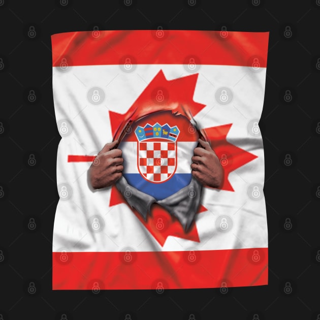 Croatia Flag Canadian Flag Ripped Open - Gift for Croatian From Croatia by Country Flags