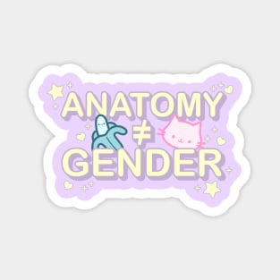 Anatomy Does Not Equal Gender - Kawaii Pastel Cat and Banana Typography Magnet