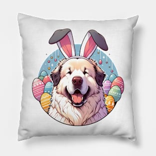 Kuvasz Celebrates Easter with Bunny Ears and Joy Pillow