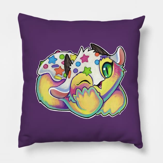 Rainbow sprinkles puffling Pillow by BiancaRomanStumpff