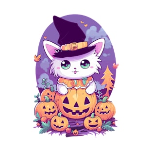 Cute Halloween Kitty Design T-Shirt