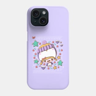 Cute festive penguin bubble head girl in kawaii style Phone Case