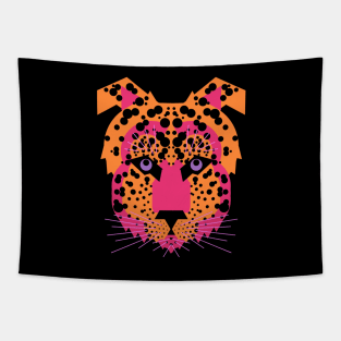 Cheetah Face, Orange and Pink Tapestry