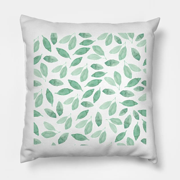 Green foliage leaves | Watercolor | Minimalist Pillow by Harpleydesign