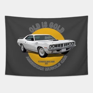 Plymouth Hemi Cuda American Muscle Car 60s 70s Old is Gold Tapestry