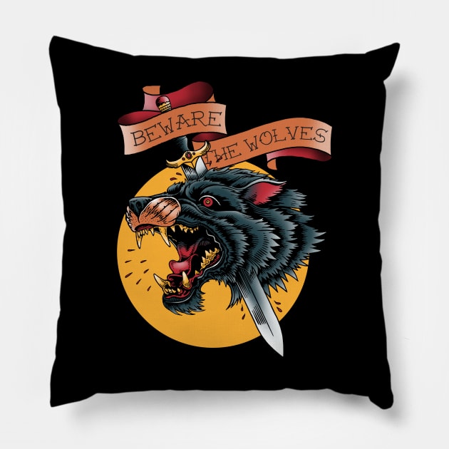 beware the wolf Pillow by akawork280